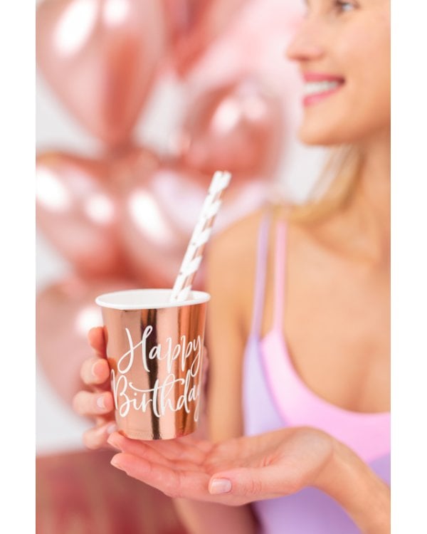 Cups Happy Birthday!, rose gold, 260ml (1 pkt / 6 pc.)