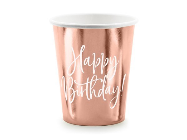 Cups Happy Birthday!, rose gold, 260ml (1 pkt / 6 pc.)