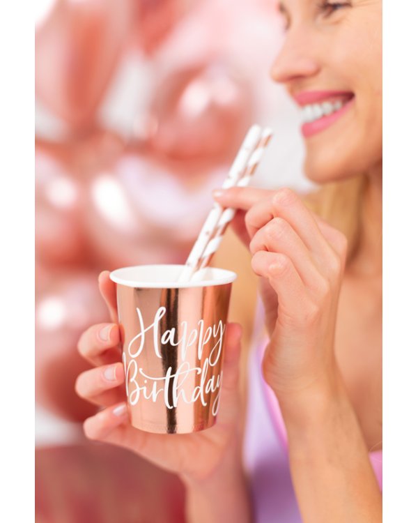 Cups Happy Birthday!, rose gold, 260ml (1 pkt / 6 pc.)