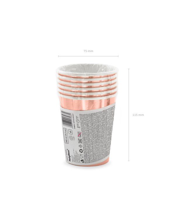 Cups Happy Birthday!, rose gold, 260ml (1 pkt / 6 pc.)