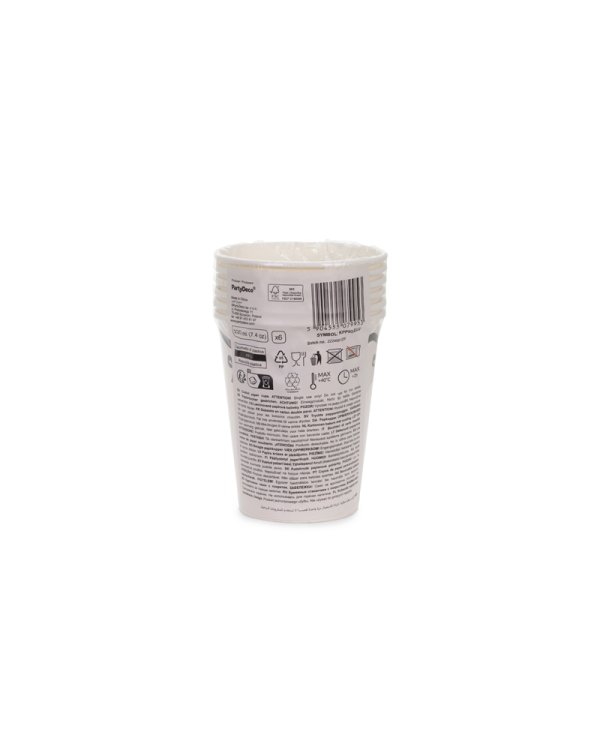 Paper cups with bows, cream-black, 220 ml (1 pkt / 6 pc.)