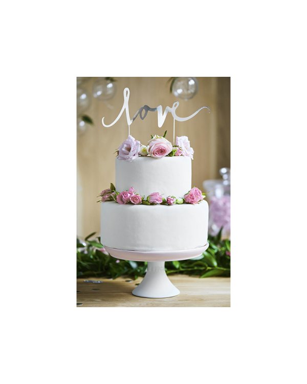 Cake topper Love, silver, 17cm