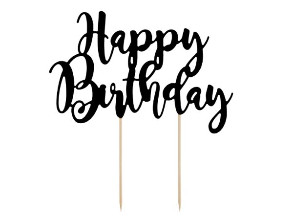 Cake topper Happy Birthday, black, 22.5cm Cake topper Happy Birthday, black, 22.5cm
