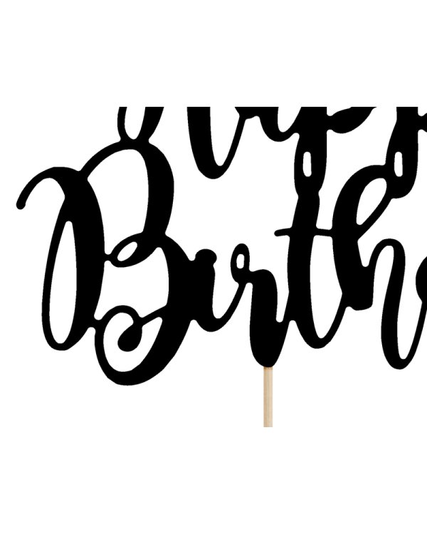 Cake topper Happy Birthday, black, 22.5cm