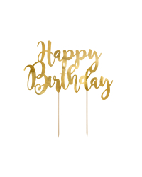 Cake topper Happy Birthday, gold, 22.5cm