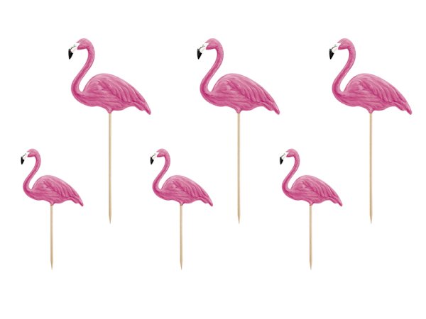 Toppers Aloha - Flamingos, 15-23.5cm (1 pkt / 6 pc.)