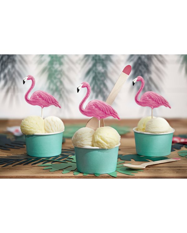 Toppers Aloha - Flamingos, 15-23.5cm (1 pkt / 6 pc.)