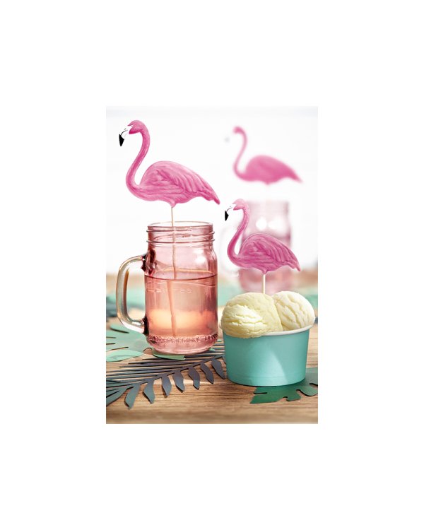 Toppers Aloha - Flamingos, 15-23.5cm (1 pkt / 6 pc.)