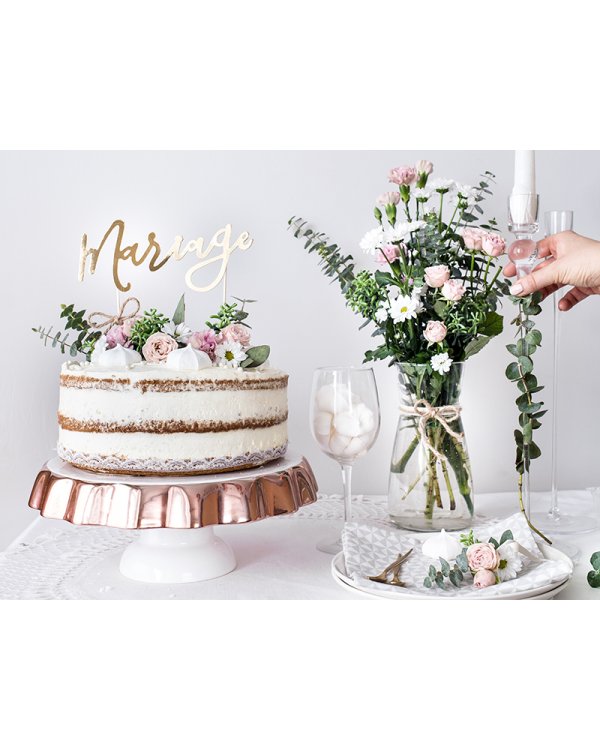 Cake topper Mariage, gold, 22.5cm