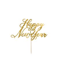 Cake topper Happy New Year, gold, 24cm