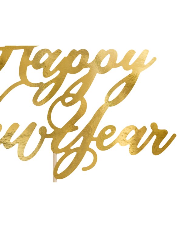 Cake topper Happy New Year, gold, 24cm