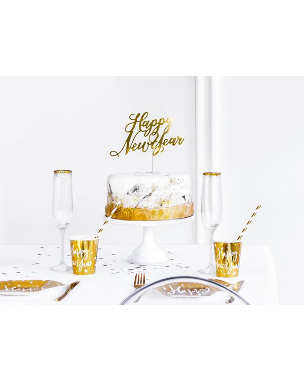 Cake topper Happy New Year, gold, 24cm