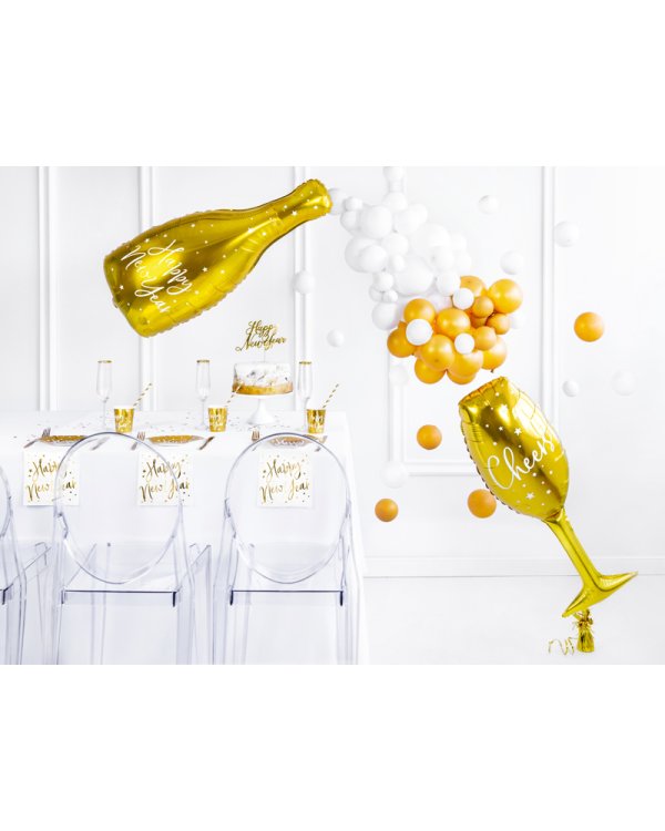 Cake topper Happy New Year, gold, 24cm