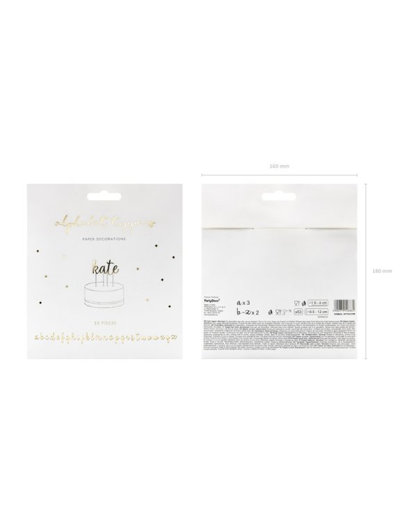 Toppers Alphabet, gold, 9.5-12cm (1 pkt / 53 pc.)