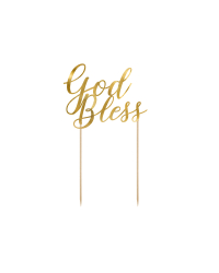 Cake topper God Bless, gold, 27.5cm
