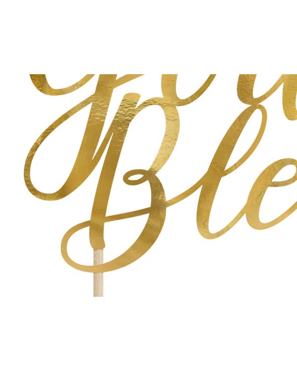Cake topper God Bless, gold, 27.5cm