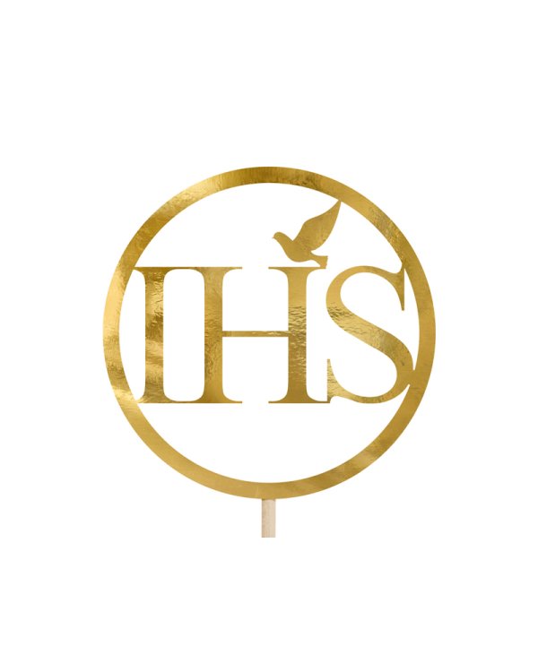Cake topper IHS, gold, 22cm
