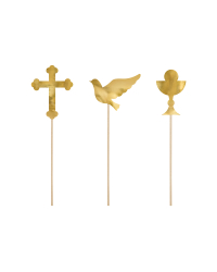 Cake toppers First Communion, gold, 31.5cm (1 pkt / 6 pc.)