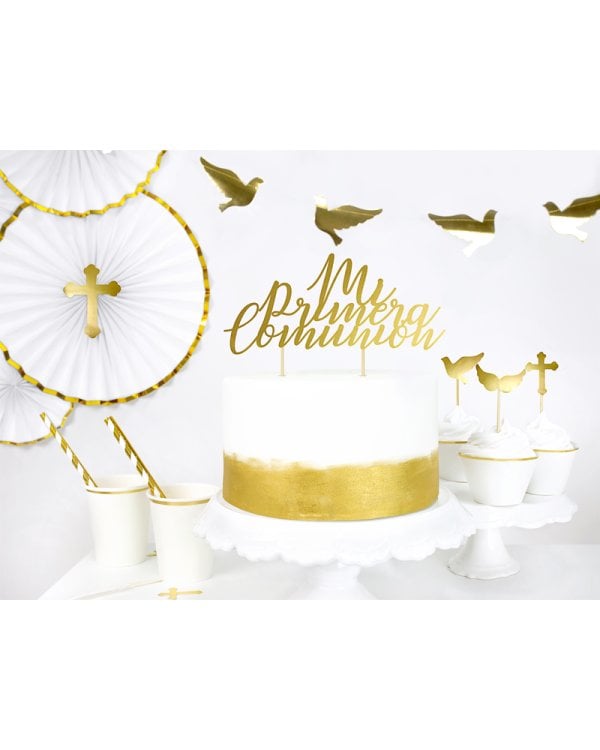 Cake toppers First Communion, gold, 31.5cm (1 pkt / 6 pc.)