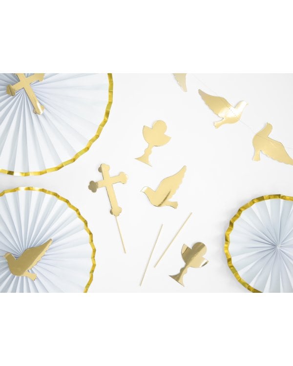 Cake toppers First Communion, gold, 31.5cm (1 pkt / 6 pc.)