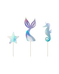 Cake toppers Mermaid, iridescent, 24.5cm (1 pkt / 3 pc.)