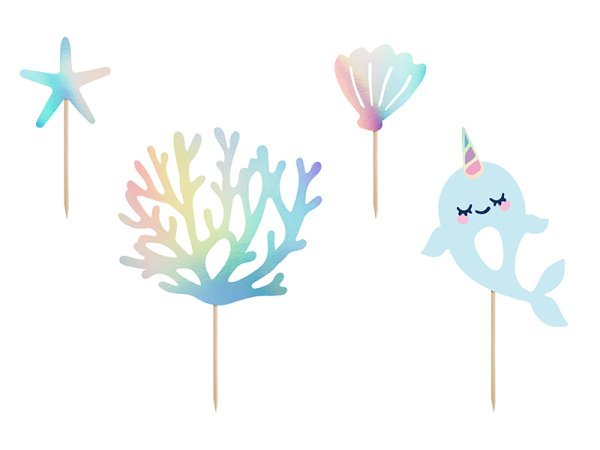 Toppers Narwhal, mix, 10-15.5cm (1 pkt / 4 pc.)