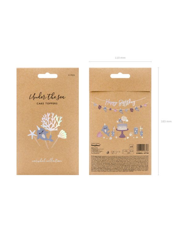 Toppers Narwhal, mix, 10-15.5cm (1 pkt / 4 pc.)