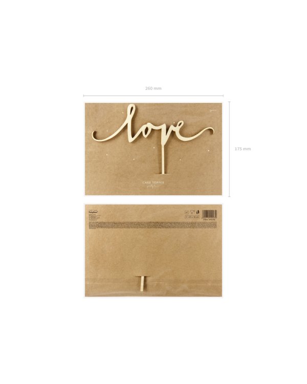 Wooden topper Love, 16cm