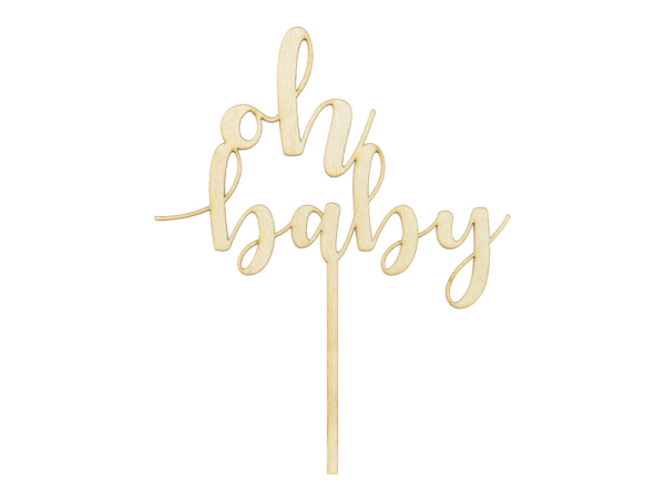 Wooden topper Oh baby, 17cm