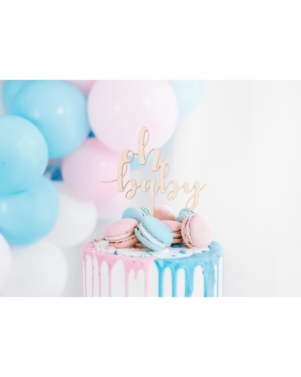 Wooden topper Oh baby, 17cm