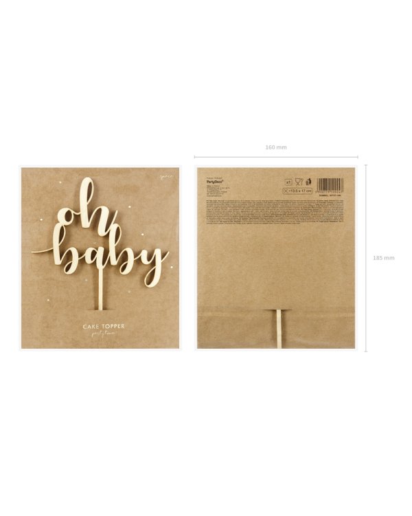 Wooden topper Oh baby, 17cm