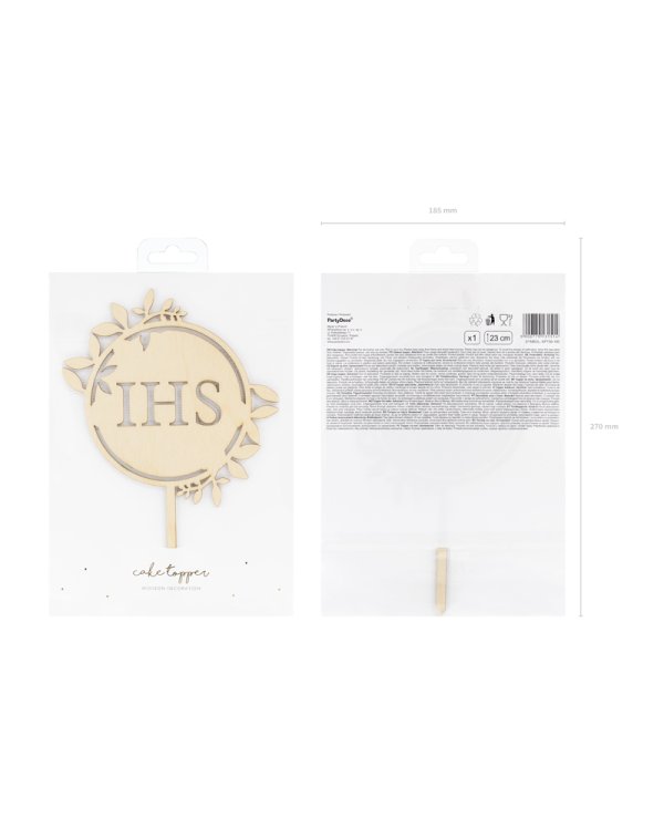 Wooden topper IHS, 23cm