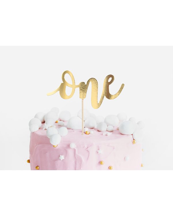 Cake topper One, gold, 19cm