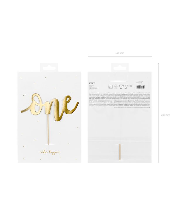 Cake topper One, gold, 19cm