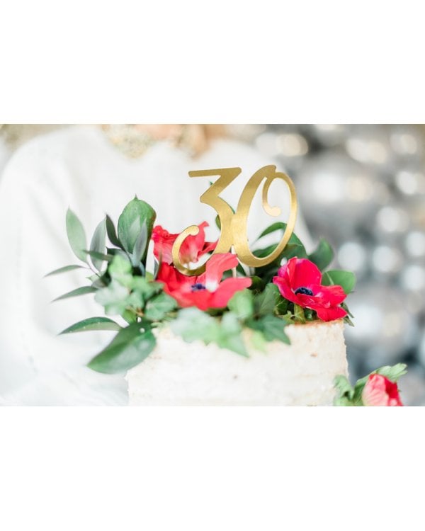 Cake topper ''30'', gold, 20.5cm