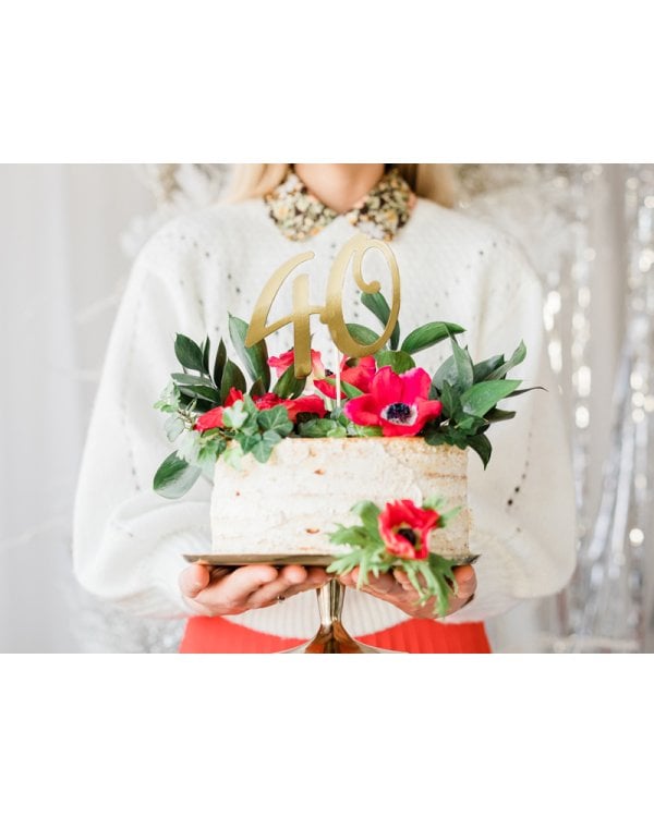 Cake topper ''40'', gold, 20.5cm