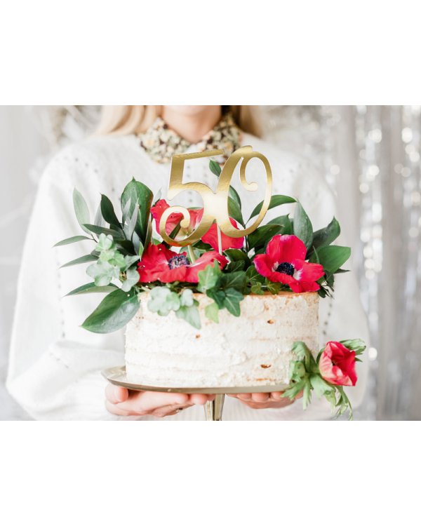 Cake topper ''50'', gold, 20.5cm
