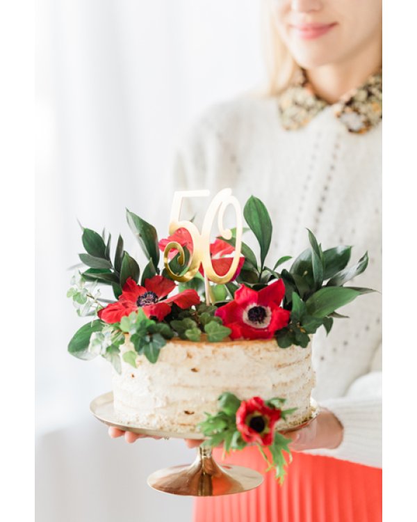 Cake topper ''50'', gold, 20.5cm