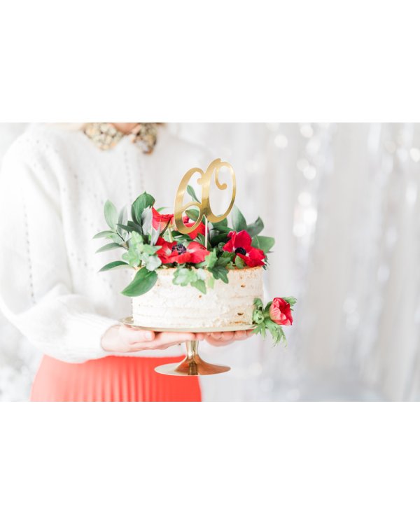 Cake topper ''60'', gold, 21cm