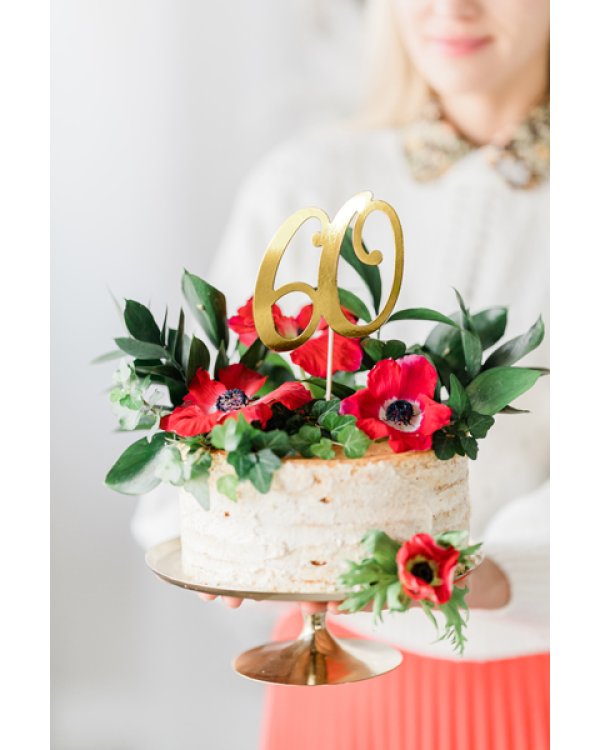 Cake topper ''60'', gold, 21cm