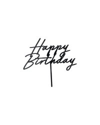 Acrylic cake topper ''Happy Birthday'', black, 16.5 cm