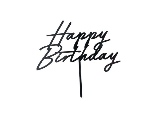 Acrylic cake topper ''Happy Birthday'', black, 16.5 cm