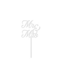 MR & MRS Acrylic Cake Topper, white, 16.5 cm