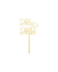 MR & MRS Acrylic Cake Topper, gold, 16.5 cm