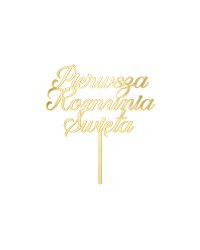 ''Pierwsza komunia święta'' Acrylic Cake Topper, gold, 16.5 cm