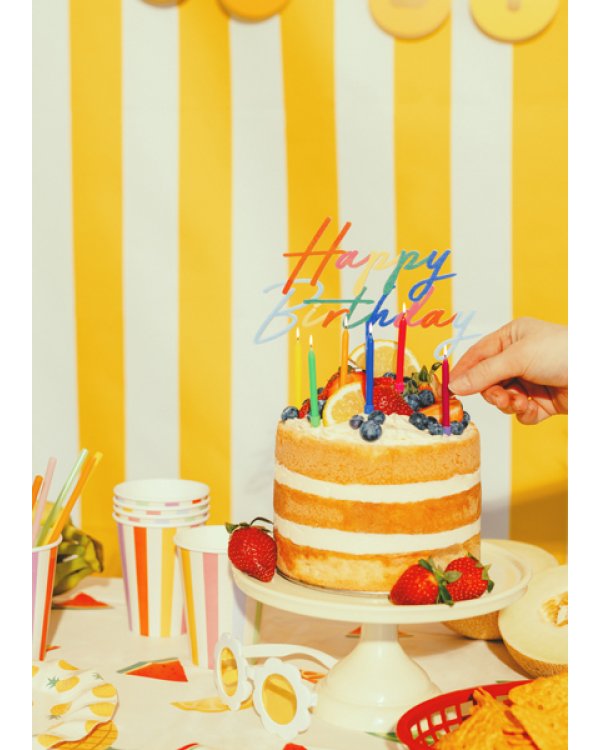 Cake topper Happy Birthday, 18x16.5 cm, mix