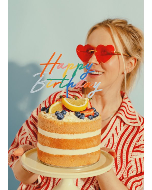 Cake topper Happy Birthday, 18x16.5 cm, mix