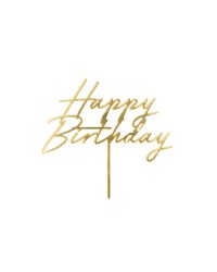 Cake topper Happy Birthday, 18x16.5 cm, gold
