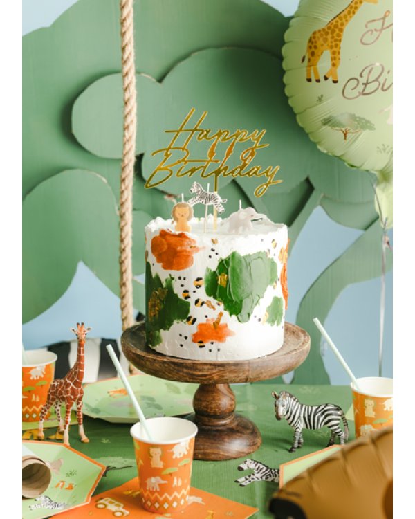 Cake topper Happy Birthday, 18x16.5 cm, gold