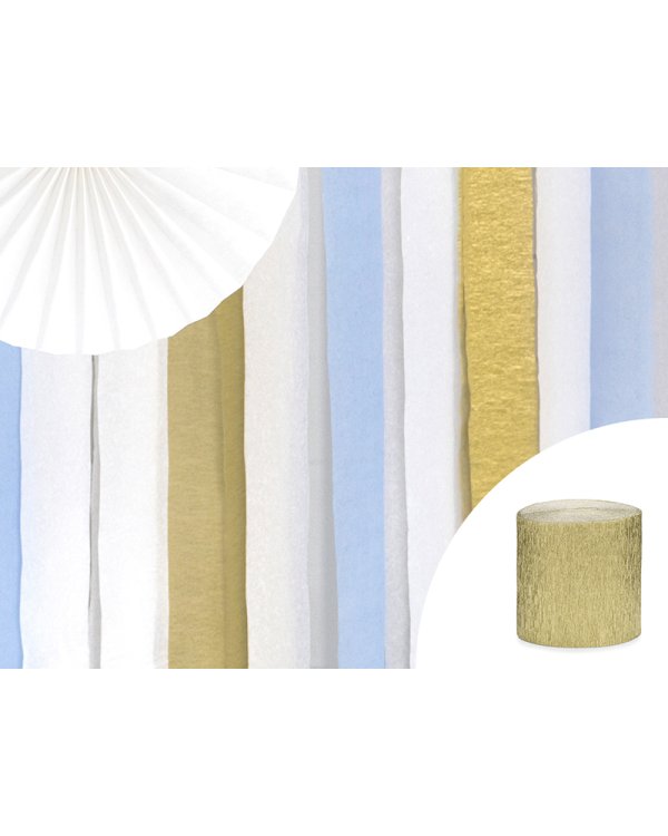 Crepe streamer, 5cm/10m, gold (1 pkt / 4 pc.)